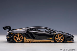 Liberty Walk Lamborghini Aventador, gloss black/gold accents 1:18