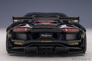 Liberty Walk Lamborghini Aventador, gloss black/gold accents 1:18