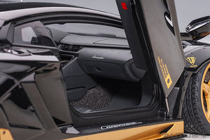Liberty Walk Lamborghini Aventador, gloss black/gold accents 1:18