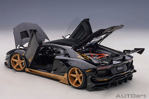 Liberty Walk Lamborghini Aventador, gloss black/gold accents 1:18