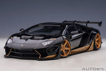Indlæs billede til gallerivisning Liberty Walk Lamborghini Aventador, gloss black/gold accents 1:18