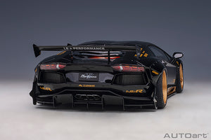 Liberty Walk Lamborghini Aventador, gloss black/gold accents 1:18