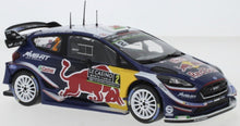 Indlæs billede til gallerivisning FORD ENGLAND FIESTA WRC RED BULL N 2 RALLY MONTECARLO 2018 E.EVANS - D.BARRIT BLUE YELLOW RED 1:24