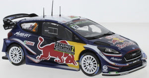 FORD ENGLAND FIESTA WRC RED BULL N 2 RALLY MONTECARLO 2018 E.EVANS - D.BARRIT BLUE YELLOW RED 1:24