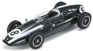 COOPER F1 T51 CLIMAX TEAM COOPER CAR COMPANY N 8 1959 JACK BRABHAM 1959 WORLD CHAMPION WITH SHOWCASE GREEN WHITE 1:18