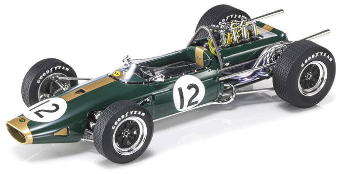 BRABHAM F1 BT19 N 12 WINNER FRENCH GP JACK BRABHAM 1966 WORLD CHAMPION WITH SHOWCASE GREEN GOLD 1:18