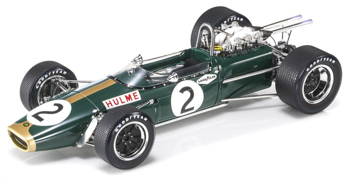 BRABHAM F1 BT24 REPCO N 2 3rd MEXICO GP DENIS HULME 1967 WORLD CHAMPION WITH SHOWCASE GREEN GOLD 1:18