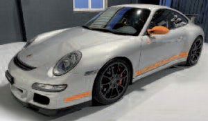 Porsche 911 (997.1) GT3 RS 2007 sølv/orange 1:18
