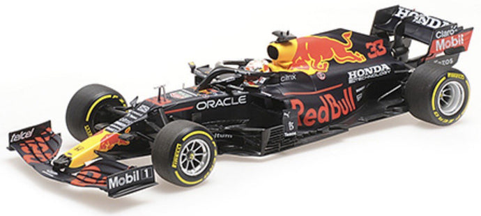 RED BULL F1 RB16B HONDA RA620H TEAM RED BULL RACING N 33 WORLD CHAMPION WINNER MEXICO GP 2021 MAX VERSTAPPEN MATT BLUE YELLOW RED 1:18
