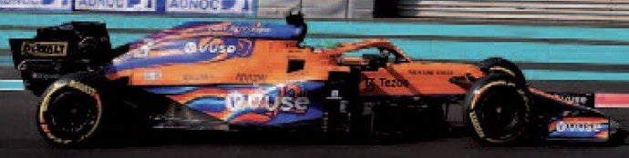 McLAREN F1 MCL35L TEAM MCLAREN N 3 ABU DHABI GP 2021 DANIEL RICCIARDO ORANGE LIGHT BLUE 1:43