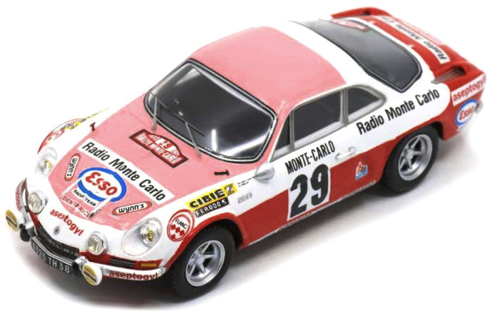 Alpine A110 #29 MOSS-CARLSSON/CRELLIN RALLY MONTE CARLO 1973 lyserød/rød/hvid 1:43