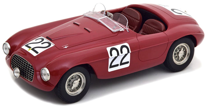 FERRARI 166MM BARCHETTA 2.0L V12 SPIDER TEAM PETER MITCHELL-THOMSON N 22 WINNER 24h LE MANS 1949 L.CHINETTI - L.SELSDSON RED 1:18