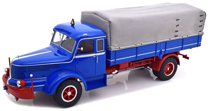 KRUPP TITAN SWL80 TRUCK CANVAS TOP TELONATO 2-ASSI 1950 BLUE RED 1:18