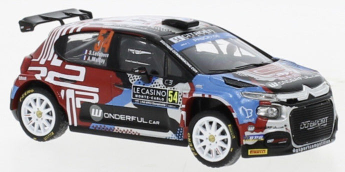 Citroen C3 RALLY2 #54 LEFEBVRE/MALFOY RALLY MONTE CARLO 2022 sølv/blå/rød 1:43