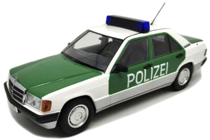 MERCEDES BENZ 190E (W201) POLIZEI GERMANY 1993 WHITE GREEN 1:18