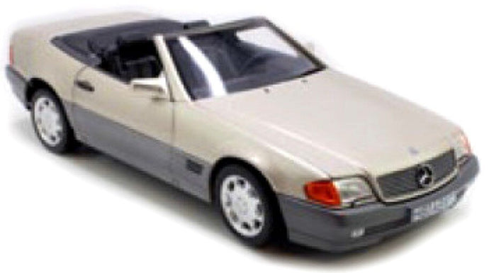 MERCEDES BENZ SL-CLASS SL500 CABRIOLET 1989 SMOKE SILVER MET 1:18