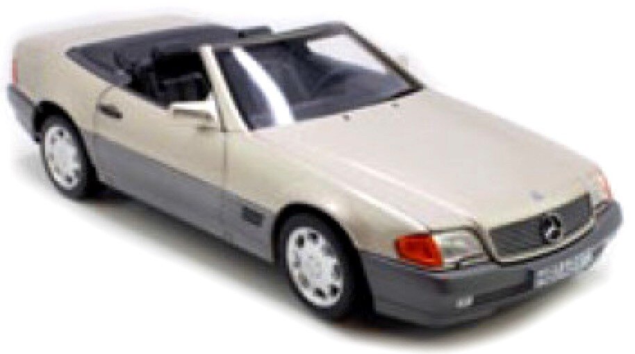 MERCEDES BENZ SL-CLASS SL500 CABRIOLET 1989 SMOKE SILVER MET 1:18
