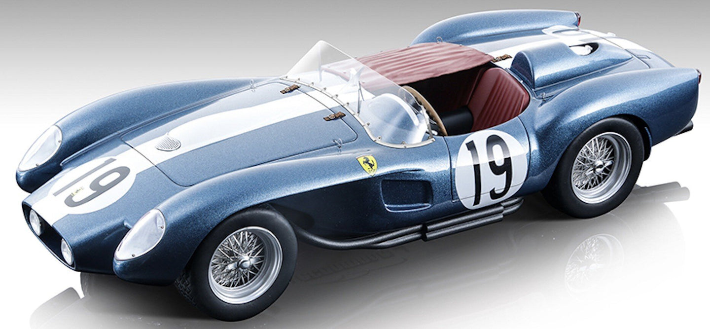 Ferrari 250 TR PONTOON-FENDER CHASSIS 7030TR #19 MARTIN/TAVANO 24H LE MANS 1958 mørk blå/hvid 1:18