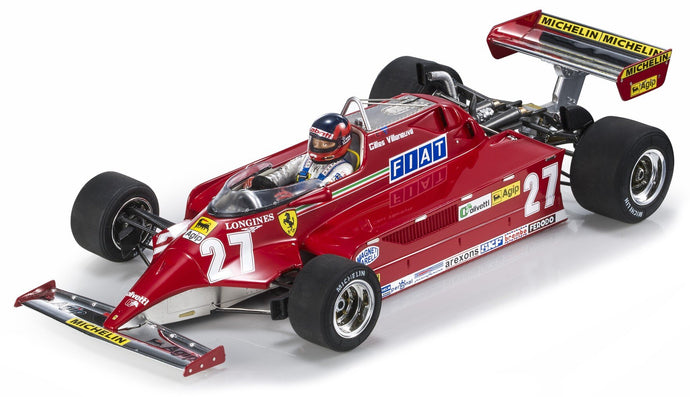 FERRARI F1 126CK N 27 WINNER MONACO GP (WITH PILOT FIGURE) 1981 G.VILLENEUVE WITH SHOWCASE RED SILVER 1:18