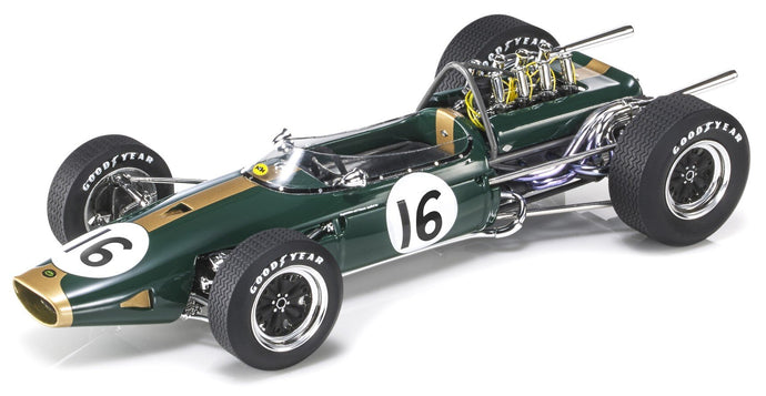 Brabham BT19 #16 JACK BRABHAM - POLE POSITION, FASTEST LAP AND WINNER DUTCH GP ZANDVOORT 1966 mørk grøn/guld 1:18