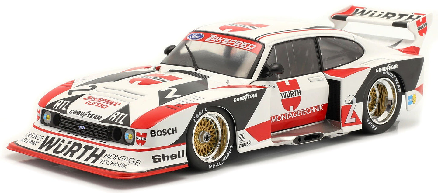 FORD ENGLAND CAPRI GR.5 WüRTH N 2 DRM CHAMPION 1981 KLAUS LUDWIG WHITE RED BLACK 1:18