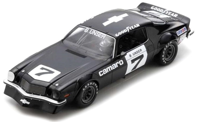 Chevrolet CAMARO #7 BOBBY UNSER WINNER MICHIGAN IROC 1974 sort/hvid 1:18