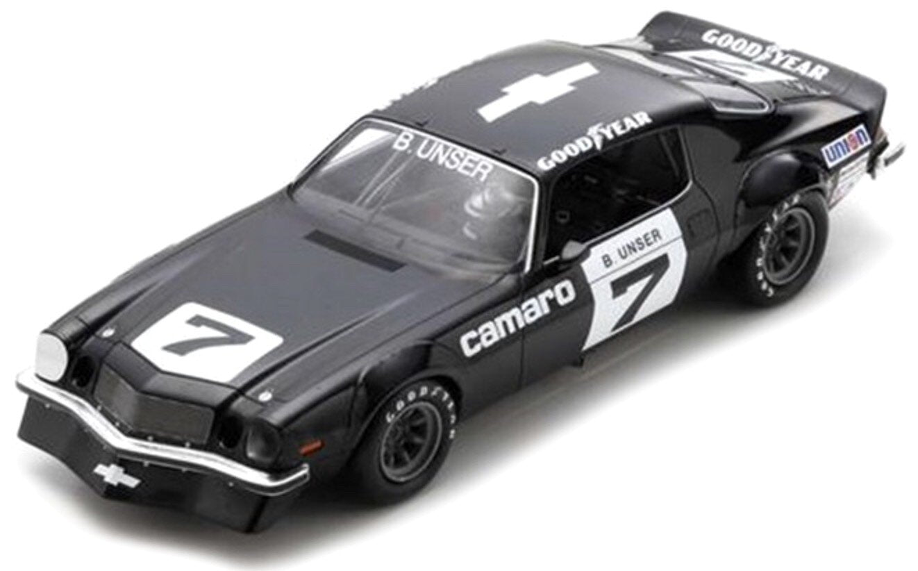 Chevrolet CAMARO #7 BOBBY UNSER WINNER MICHIGAN IROC 1974 sort/hvid 1:18