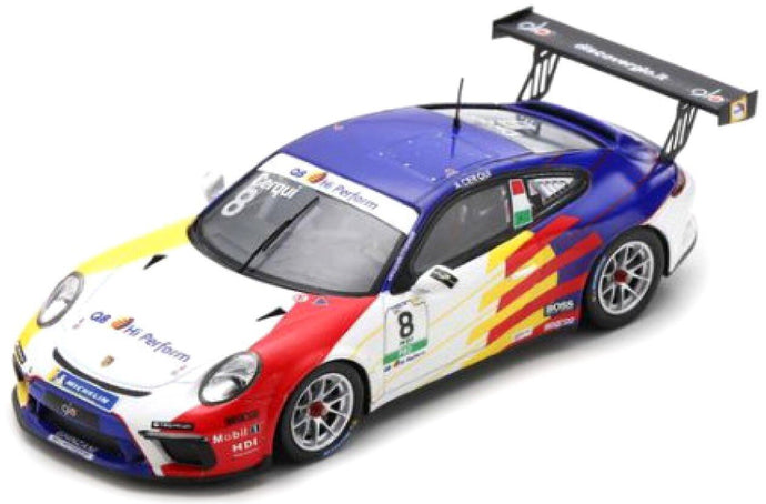 Porsche 911 GT3 CUP #8 ALBERTO CERQUI PORSCHE CARRERA CUP ITALIA CHAMPION 2021 hvid/lilla 1:43
