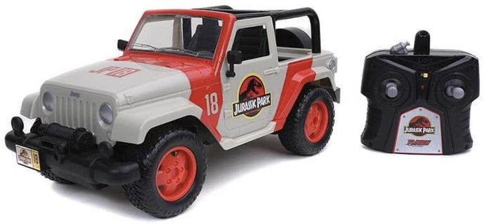 Jeep WRANGLER JURASSIC PARK RADIO CONTROLE lys grå/rød 1:16