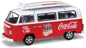 VW CAMPERVAN TYPE 2 ( T2) BAY WINDOW - SURF VAN - COCA COLA rød/hvid 1:43