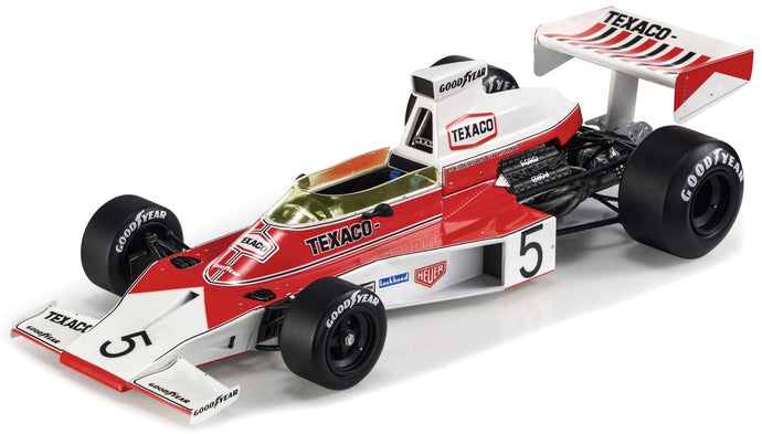 McLAREN F1 M23 FORD TEXACO N 5 WINNER BELGIAN GP EMERSON FITTIPALDI 1974 WORLD CHAMPION RED WHITE 1:18