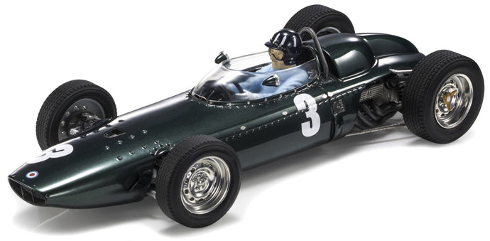 BRM F1 P57 BRM TEAM N 3 WINNER SOUTH AFRICA WORLD CHAMPION (with pilot figure) 1962 GRAHAM HILL WITH SHOWCASE GREEN MET 1:18