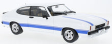 Indlæs billede til gallerivisning FORD ENGLAND CAPRI MKII COUPE RHD 1975 WHITE BLUE 1:18