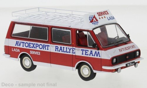 RAF 2203 MINIBUS TEAM RALLY LADA SERVICE ASSISTANCE 1984 RED WHITE 1:43