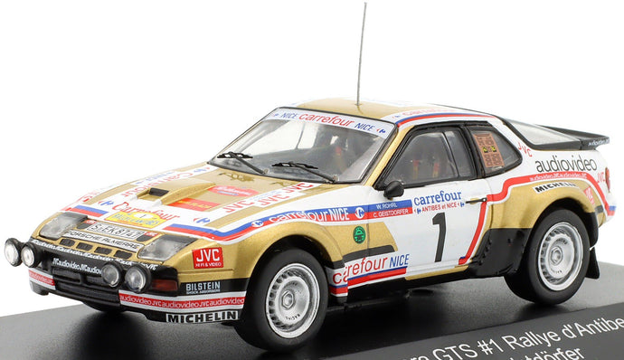 PORSCHE 924 CARRERA GTS N 1 RALLY D'ANTIBES 1981 W.ROHRL - C.GEISTDORFER GOLD WHITE 1:43