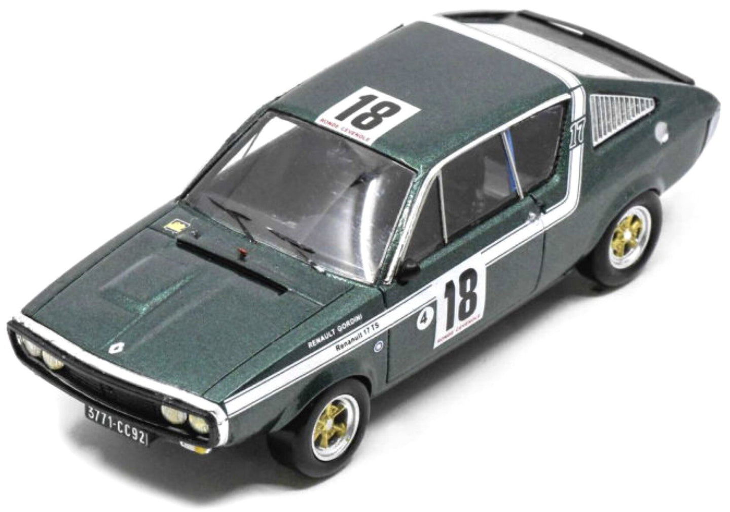 Renault 17 #18 JEAN-PIERRE NICOLAS RONDE COVENOLE 1972 mørk grøn/hvid 1:43