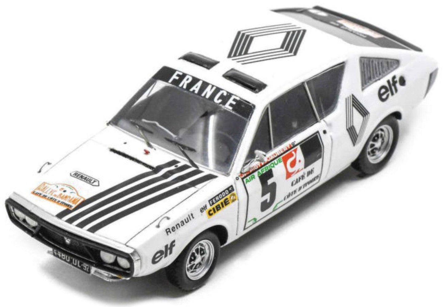 RENAULT R17 N 5 RALLY BANDAMA 1973 J.F.PIOT - F.JAUBER WHITE BLACK 1:43