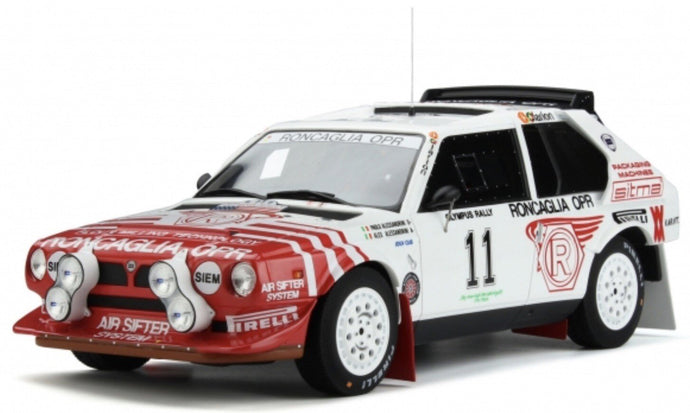 LANCIA DELTA S4 TEAM RONCAGLIA OPR (night version) N 11 RALLY OLYMPUS 1986 P.ALESSANDRINI - A.ALESSANDRINI WHITE RED 1:18