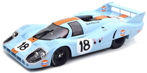 PORSCHE 917LH 4.9L TEAM JOHN WYER AUTOMOTIVE ENGINEERING LTD. N 18 24h LE MANS 1971 P.RODRIGUEZ - J.OLIVER LIGHT BLUE ORANGE 1:12