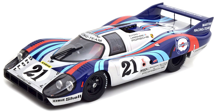 PORSCHE 917LH 4.9L TEAM MARTINI RACING N 21 24h LE MANS 1971 VIC ELFORD - GERARD LARROUSSE SILVER BLUE 1:12