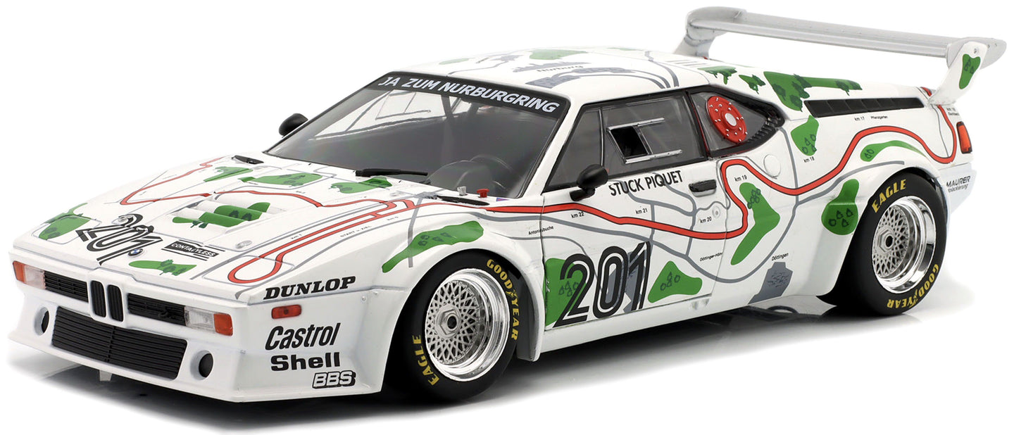 BMW M1 (E26) TEAM BMW MOTORSPORT N 201 3rd 1000 Km ADAC NURBURGRING 1980 N.PIQUET - H.J.STUCK WHITE GREEN RED 1:18