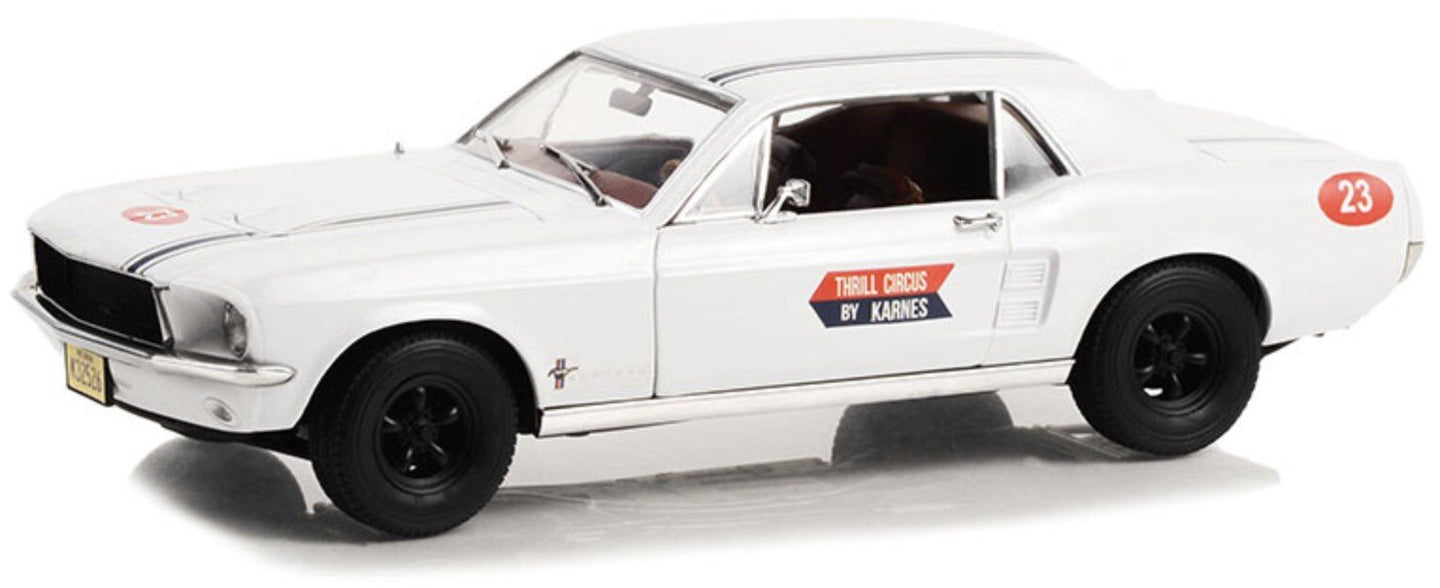 Ford MUSTANG COUPE #23 - THRILL CIRCUS BY KARNES 1967 THE MOB SQUAD TV SERIES 1968-73 hvid/sort 1:18