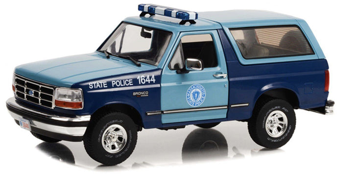 Ford BRONCO XLT - MASSACHUSETTS STATE POLICE 1996 lys blå/blå 1:18