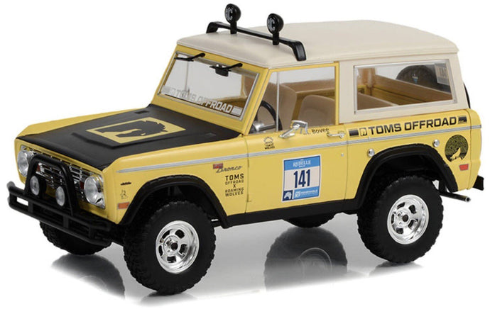 Ford BRONCO #141 TOMS OFFROAD ROAMING WOLVES - REBELLE RALLY 1969 gul/sort/hvid 1:18