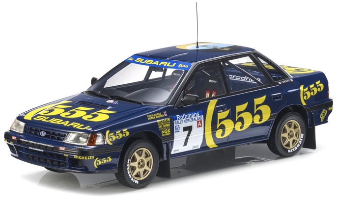 SUBARU LEGACY RS N 7 WINNER RALLY NEW ZEALAND 1993 COLIN McRAE - DEREK RINGER WITH SHOWCASE BLUE YELLOW 1:18