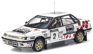 SUBARU LEGACY RS N 2 WINNER BRITISH RALLY 1993 RICHARD BURNS - ROBERT REID WITH SHOWCASE WHITE 1:18