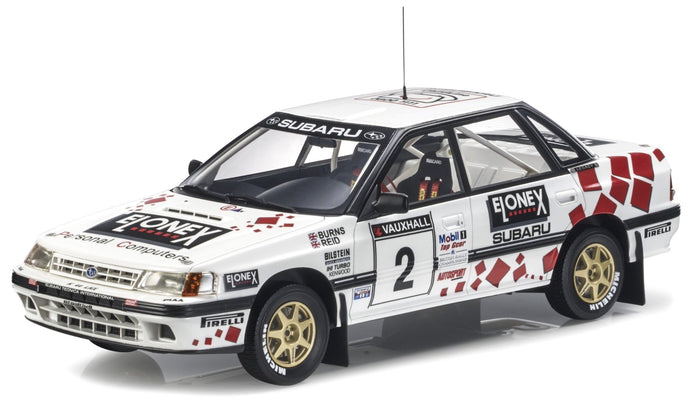 SUBARU LEGACY RS N 2 WINNER BRITISH RALLY 1993 RICHARD BURNS - ROBERT REID WITH SHOWCASE WHITE 1:18