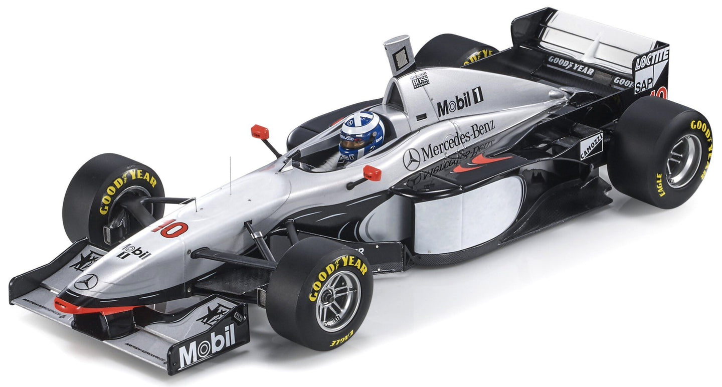 McLAREN F1 MP4/12 MERCEDES N 10 WINNER AUSTRALIAN GP (with driver figure) 1997 DAVID COULTHARD SILVER BLACK 1:18