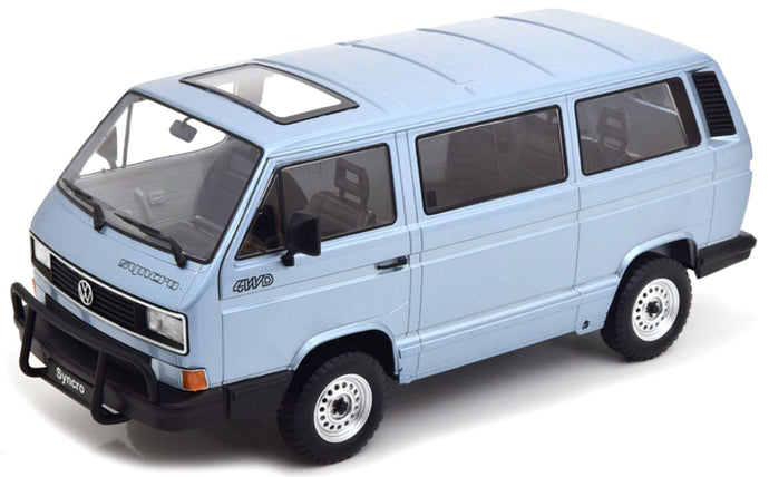 VOLKSWAGEN T3 MINIBUS SYNCRO 1987 LIGHT BLUE MET 1:18