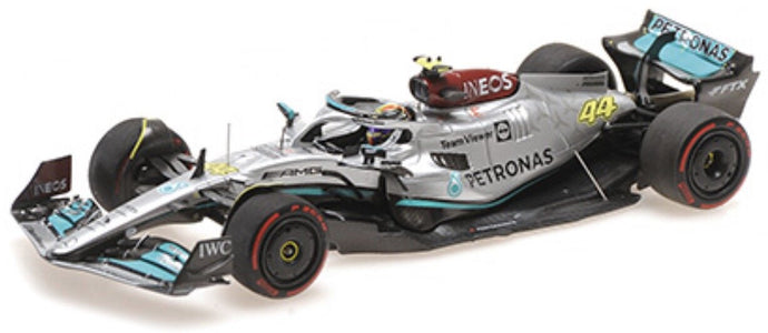 MERCEDES-AMG PETRONAS FORMULA ONE TEAM F1 W13 E PERFORMANCE #44 LEWIS HAMILTON 2ND HUNGARIAN GP 2022 sølv/turkis 1:43